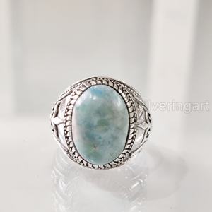 Wholesale <b>Mens</b> <b>Ring</b> Natural Dominican Larimar Gemstone Birthstone <b>Ring</b> All Sizes Arabic Wedding Jewelry 925 Sterling <b>Silver</b> <b>Ring</b> - Product Image 3