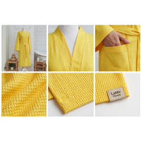 Peignoir unisexe en coton interlock tricoté gaufré, idéal pour hôtels et spas, personnalisable avec logo, fournisseur OEM, fabriqué en Turquie - Couleur Jaune