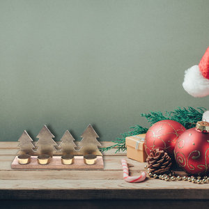 Porte-lumière de thé d'arbre de Noël en métal de vente chaude avec la base en bois avec le logo fait sur commande de l'Inde - Product Image 6