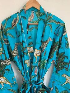 Kimono de algodón Unisex con diseño de Safari del Pacífico, bata, ropa de noche, bata de maquillaje, ropa de playa, albornoz, ropa de verano - Product Image 2