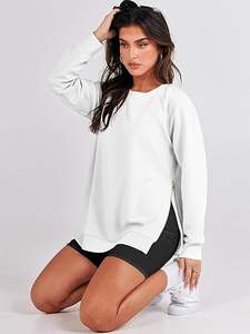 Sweat-shirt à manches longues pour femmes coupe ample mélange de coton confortable tenue quotidienne élégante et chaude - Product Image 4