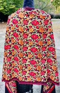 Kashmiri Shawl Handcrafted with Solid Embroidery Breathable Polyester Wool Ethnic Touch for Women <b>Weddings</b> Winter Season Style - Product Image 6