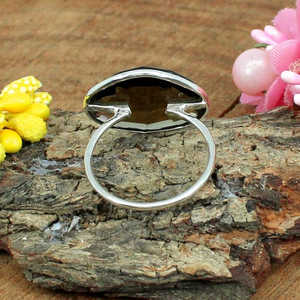 Anillo de platino para hombre al por mayor con piedras preciosas de cuarzo ahumado, joyería fina chapada en rodio de plata esterlina con incrustaciones de granate - Product Image 3
