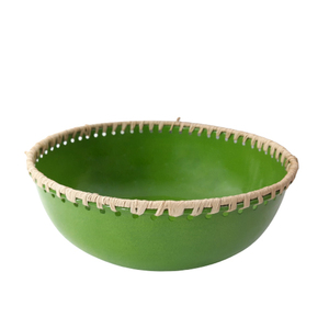 Cuenco redondo de hierro y caña para servidor con Base, cuenco de almacenamiento de Color verde para hoteles y decoración de mesa, cuenco hecho a mano - Product Image 6