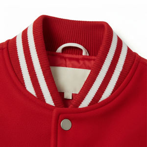 Chaqueta Universitaria de Invierno Personalizada de Alta Calidad, Color Granate, para Hombre, con Mangas de Lana, Estilo Bomber, Parche Bordado, Piel de Vaca Ecológica, Vintage, OEM, ODM - Product Image 4