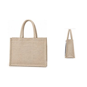 Bolsa de Yute Natural Negra con Bolsillo Frontal de Lona con Ribete, 17x13x6 Pulgadas, Venta al Por Mayor, Logotipo Personalizado - Product Image 5