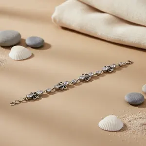 925 Sterling Silver Floral <b>String</b> <b>Bracelet</b> Elegant <b>Fine</b> Jewelry Gift for Women - Product Image 1