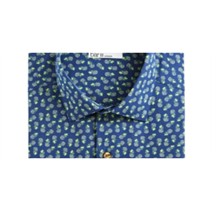 Camicia da uomo Bar III Maxs con stampa ananas, abbottonata, blu navy/giallo, taglia S - 100% cotone popeline traspirante - Product Image 3
