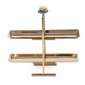 ถาดช็อคโกแลตโลหะสี่เหลี่ยมสำหรับตกแต่งโต๊ะถาดช็อคโกแลตแฟนซีทรงสี่เหลี่ยมผืนผ้าดีไซน์เนอร์สีทอง - Product Image 6