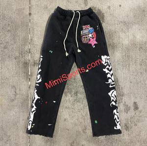 Pantalons de survêtement pour hommes en polyester décontractés, à la mode, à prix bas, sur mesure, avec cordon de serrage élastique, broderie délavée au soleil - Product Image 1