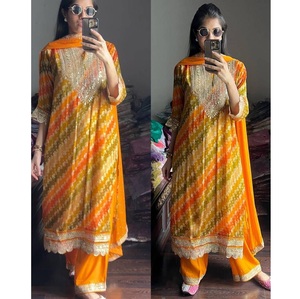 Mejor precio diseñador estilo de celebridad bordado Salwar Kameez traje conjunto ODM seda algodón Kurti vestido para bodas fiestas al por mayor - Product Image 1