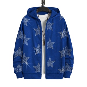 Sudaderas con capucha para hombre con diamantes de imitación de alta calidad para hombre, ropa para adultos, sudaderas con capucha cómodas transpirables con diamantes de imitación para hombre con logotipo/diseños personalizados - Product Image 1