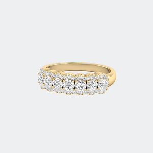 Anillo de banda con cinco piedras y halo pavé de corte redondo de 1.00 CTW, con diamantes cultivados en laboratorio, joyería de boda multienhufe para mujer - Product Image 6