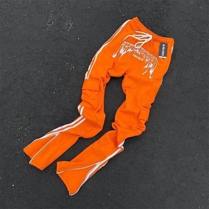 Pantalones de chándal acampanados de algodón 100% personalizados de alta calidad para hombre, pantalones de chándal informales de cintura media, pintura de grafiti, salpicaduras, logotipo apilado, ropa de calle - Product Image 6