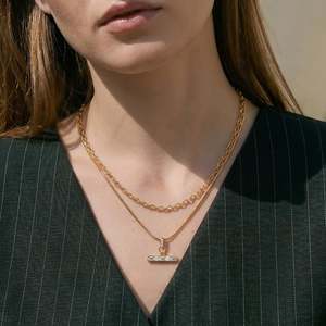 สร้อยคอแฟชั่นแบบมีชั้นๆ รูปตัว T แบบสองเส้น สไตล์แอนดี้ พร้อมจี้ - Product Image 3