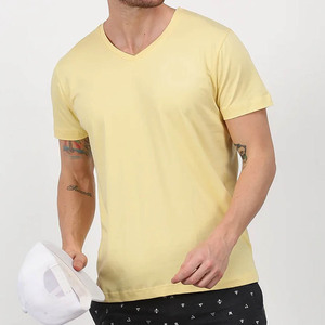 100% coton peigné col en V t-shirts 230 Gsm 16 couleurs hommes femmes unisexe personnalisable t-shirt pour hommes - Product Image 3
