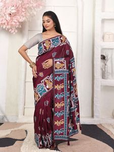 Beau saree formel pour femmes en mélange de soie lourde pour les occasions de fête-Prêt à porter - Product Image 5