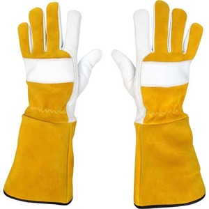 Gants de soudage en cuir de sécurité résistant à la chaleur rouge pour mécanicien, en cuir de vache fendu Tig personnalisé pour hommes - Product Image 1