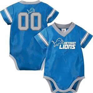 Body de Bebé de los Detroit Lions, Azul, Malla, Número 00 Personalizado, Mono Deportivo de Poliéster - Product Image 1