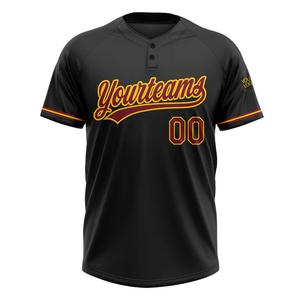 Bonne qualité taux de gros nouveauté Premium jaune noir couleur deux boutons respirant impression numérique polyester maillot de baseball - Product Image 2