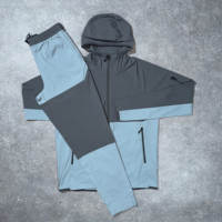Vêtements de jogging d'entraînement personnalisés, veste et pantalon de survêtement coupe-vent avec fermeture éclair, logo personnalisé, survêtements coupe-vent en nylon pour hommes