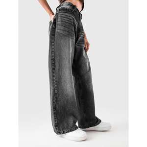 กางเกงยีนส์ทรงขาบาน Rage Denim เอวสูง ลายพิมพ์ลำลอง แต่งลูกไม้ ไซส์ใหญ่พิเศษ XL สำหรับฤดูร้อนและฤดูหนาว - Product Image 5