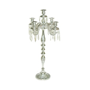 Candelabro de Metal de Alta Calidad con Acabado Plateado, 5 Brazos, para Decoración de Interiores y Exteriores, Bodas y Fiestas - Product Image 2