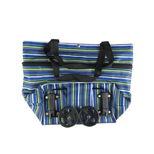 <b>Foldable</b> Polyester Fiber Grocery Trolley Handbag with Wheels and Rollable Shopping <b>Bag</b> Customizable Size & Pattern - Product Image 4