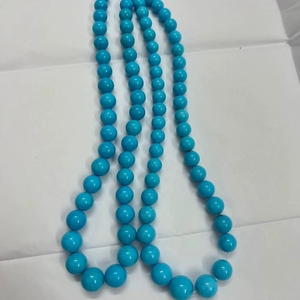 Perles Turquoise Lisses Bleues Turquoise Perles Rondes Simples pour la Fabrication de Colliers et de Bracelets Artisanat 10-14 mm pour Cadeaux - Product Image 1