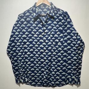 Chemise décontractée en coton imprimé à la main bleu indigo pour homme, design élégant |   Collection de chemises à manches longues 100% coton - Product Image 1