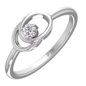 แหวนทอง 14K และเพชรแท้ ดีไซน์โอเฟลียา สำหรับผู้หญิง สวมใส่ได้ทุกวัน |   0.10 กะรัต ชุบโรเดียม ทรงกลมเจียระไนแบบบริลเลียนท์ หรูหรา - Product Image 1