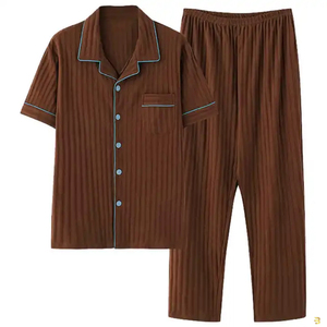 Ensemble de pyjamas de nuit de qualité supérieure pour hommes avec logo personnalisé OEM Ensemble de nuit confortable pour hommes avec logo imprimé OEM - Product Image 2