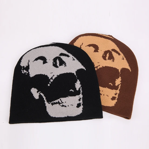 หมวกอะคริลิคถักลายตัวอักษรแจ็คการ์ดแบบเต็มตัวสำหรับทั้งชายและหญิงหมวกบีนนี่อบอุ่นสำหรับฤดูหนาวดีไซน์ตามสั่ง - Product Image 1
