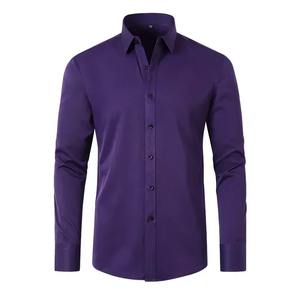 Camisa de manga larga para hombre, microelástica, sedosa y que no se arruga fácilmente, camisa de hombre de alta calidad, talla grande - Product Image 6
