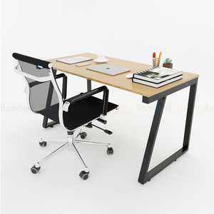 BFTB2005 Minimalist Design Trapez Bamboo II <b>Desk</b> 140x70cm with Assembled Metal Legs - Product Image 3