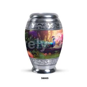 Aluminium <b>Peacock</b> Theme Keepsake Cremation Adult Urn for Human Ashes With Free Velvet <b>Bag</b> - Product Image 6