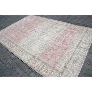 Tapis vintage 6,8 x 10,4 pieds, tapis turc oriental rose en laine - Product Image 2