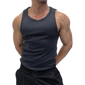 Débardeur d'entraînement sans manches pour homme, été, côtelé, respirant, en coton et fibre de bambou, fitness, stringer, anti-transpiration, sous-vêtement personnalisé - Product Image 5