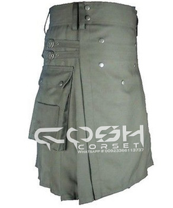 COSH KILTS Top de luxe tendance pour femmes Best-seller Kilt de sport utilitaire gris pour hommes actifs écossais avec poches latérales - Product Image 3