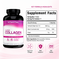 Collagène Type 1 et 3 Comprimés Vitamine C Soutien Beauté Adulte OEM ODM Fabricant Marque Privée Formule Personnalisée Usine Végétalien