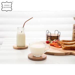 Popular Customized Round Wood <b>Coasters</b> Acacia <b>Wooden</b> <b>Coasters</b> With Non-Slip Pad Cup <b>Coasters</b> for Home - Product Image 6