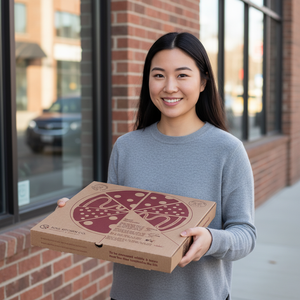 Caja de Pizza Ecológica de Alta Calidad, Embalaje de Papel Kraft para Restaurante, Comida para Llevar y Servicio de Entrega, Apta para Microondas - Product Image 6