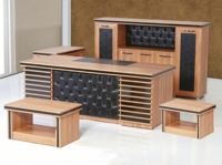 Ensemble de bureau de direction moderne et durable en mélamine matelassée à motif teck de luxe personnalisé 2026 pour usage commercial et corporatif