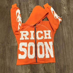 <b>Top</b> Selling OEM Service Breathable <b>Distress</b> Hooded Fleece Long Sleeve Men's Cotton Blended Hoodies for Winter Solid Pattern - Product Image 3