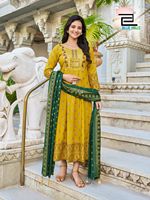 Boutique indienne Designer Rayon Kurti Dupatta Ensemble Ethnique Fantaisie Travail pour Femmes Fête Dernier Exclusif Indien & Pakistanais Vêtements