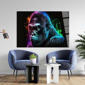 Impresionante lienzo estampado: Decoración de animales en neón - Arte audaz, artístico, único, arte en vidrio templado - Product Image 1