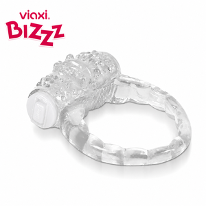 Viaxi Bizzz Thick Ribbed Vibrating Ring | Transparent Flexible <b>Battery</b> <b>Operated</b> Wearable Ring - Product Image 3