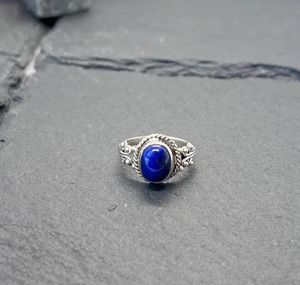 Handmade 925 Sterling Silver Vintage Bezel Set Natural Blue <b>Lapis</b> <b>Lazuli</b> Engagement <b>Ring</b> Third Party Certified - Product Image 5