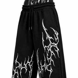 Pantalones Deportivos Anchos para Hombre, Estampado de Llamas, Corte Holgado, Cintura Elástica, Estilo Casual Urbano - Product Image 6