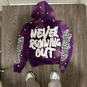 Sudadera con capucha desgastada lavada con ácido Vintage con estampado de pantalla Sudadera con capucha cuadrada de peso pesado de algodón gráfico personalizado - Product Image 2